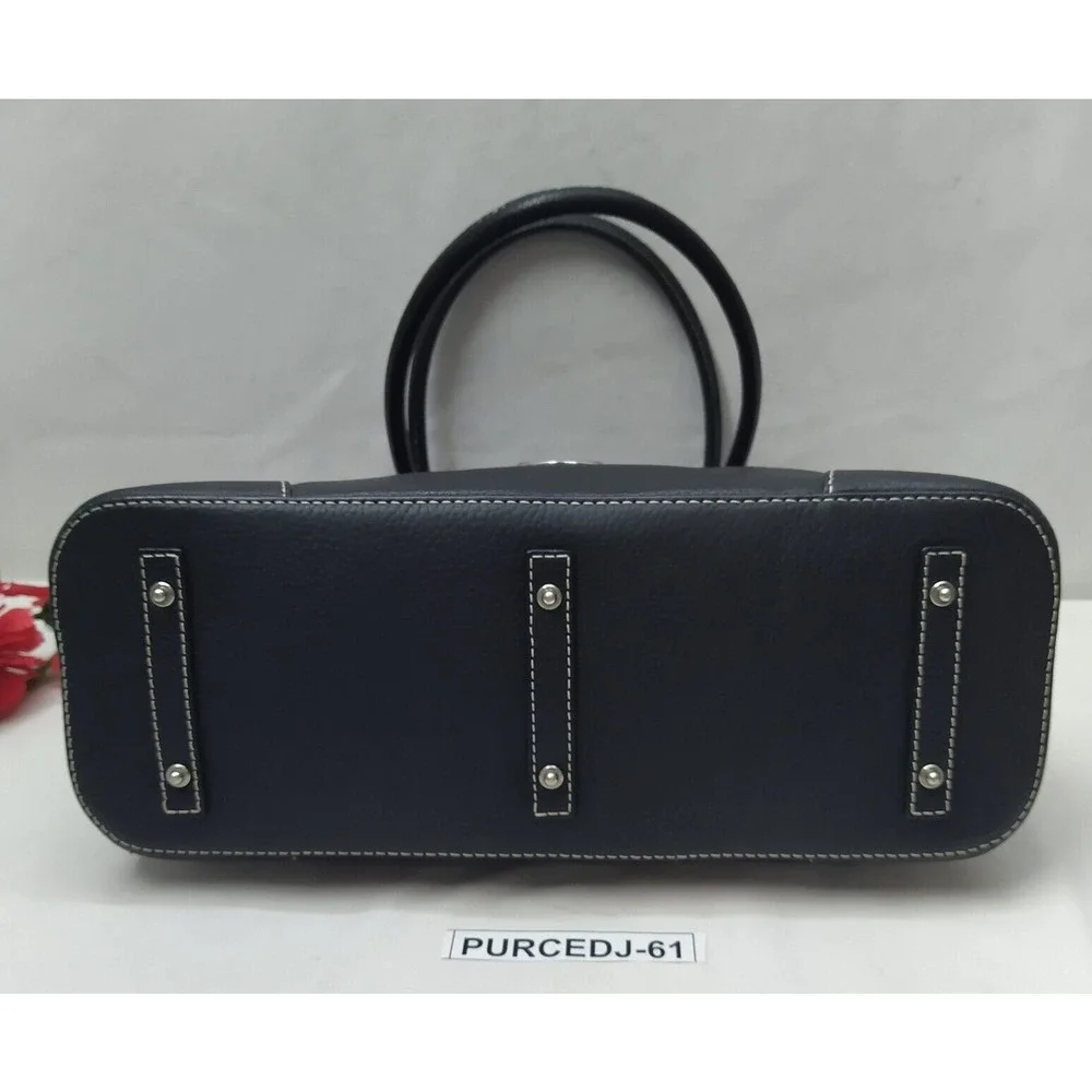 Dooney & Bourke Black Pebbled Leather Double Handles Zipper Satchel Shoulder Bag